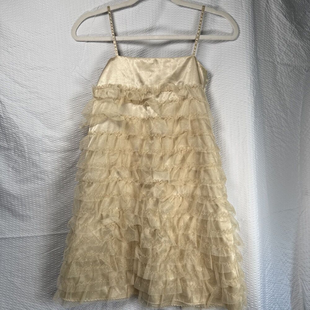Gap Kids XL 14 Dress Glitter Gold Champagne Ballet Tulle Spring wedding Holiday